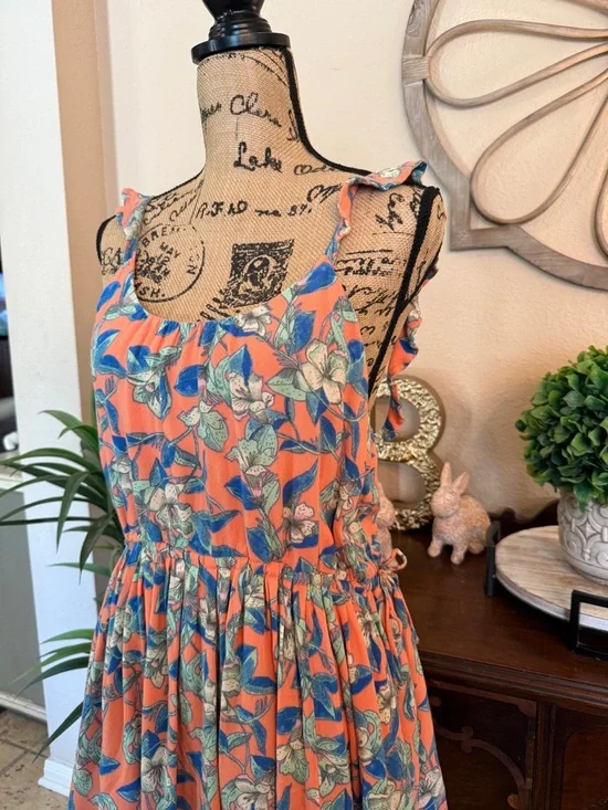 Free People Coral Peach Floral Mini Dress - Picture 4 of 14